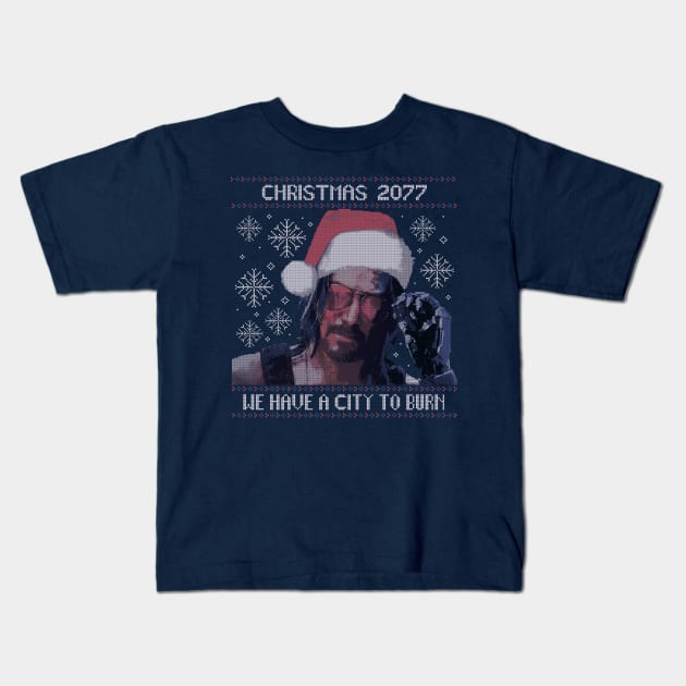 Christmas 2077 Kids T-Shirt by xMorfina